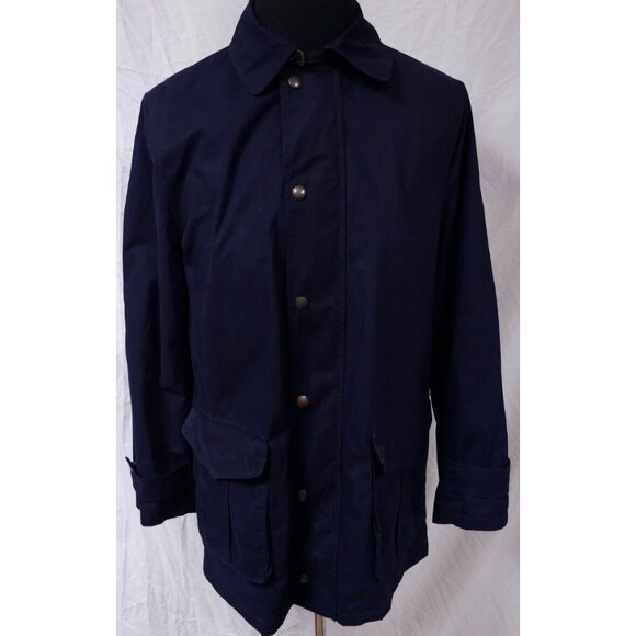 VTG Polo Ralph Lauren Medium Blue Plaid Lined Zip Snap Barn Chore Rain Jacket - Picture 1 of 15